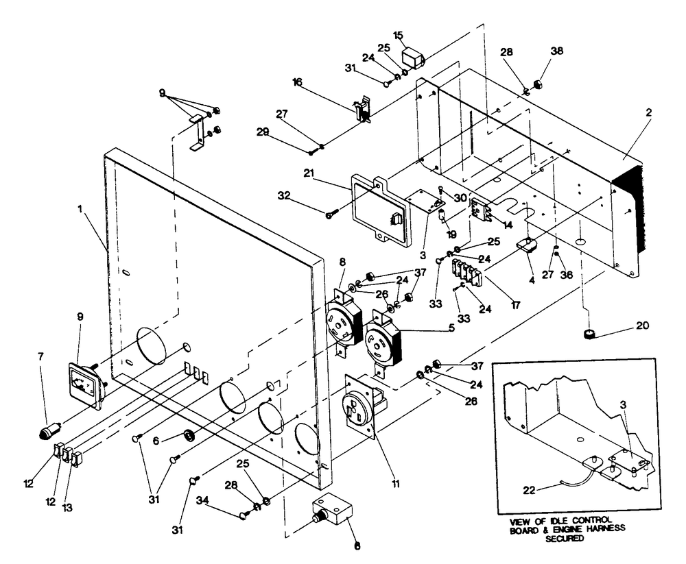 Control Panel Drawing No. 98485 Diagram and Parts List for 0497-0-GN14,003E  Briggs and Stratton Generator